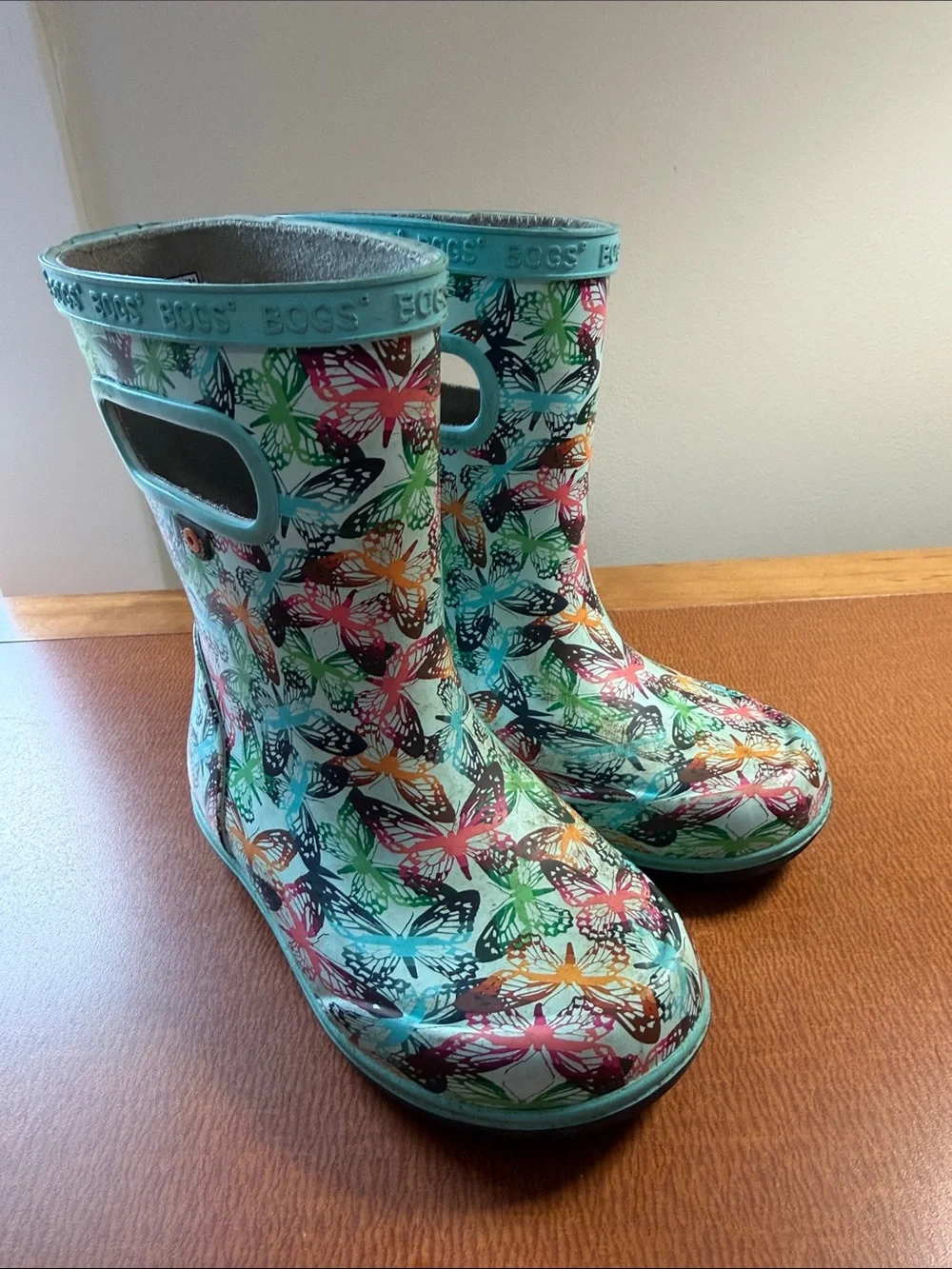 Bogs Kids Turquoise Butterfly Rain Boots